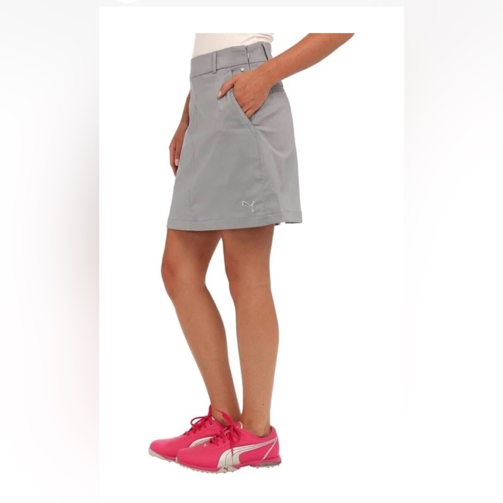PUMA Tech Skort Skirt Womens 6 Gray Side Zipper Pockets Golf Athletic